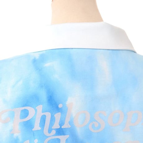 フィロソフィ PHILOSOPHY ポロ襟ショート丈カットソー コットンジャージー ブルーグラデーション