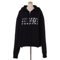 エムエムシックス メゾンマルジェラ MM6 MAISON MARGIELA クロップ丈フードトレーナー コットン裏起毛 ブラック 正規取扱