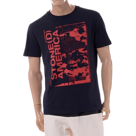 RAF SIMONS ラフシモンズ STONED AMERICA スリムフィットTシャツ コットン ダークネイビー