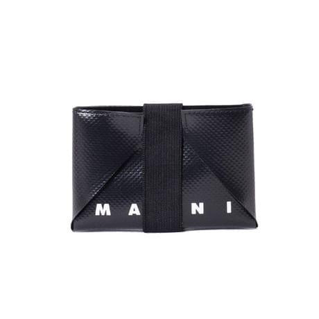 マルニ Marni カードケース PVC ブラックブルーカモフラージュ