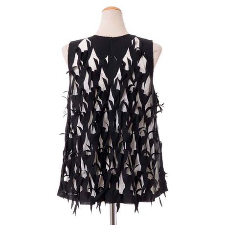 メゾン マルジェラ Maison Margiela Bird teckノースリブラウス シルクウールなど ブラックホワイト