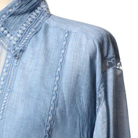 エルマノシェルビーノ ermanno scervino レースブラウス レーヨン ブルー