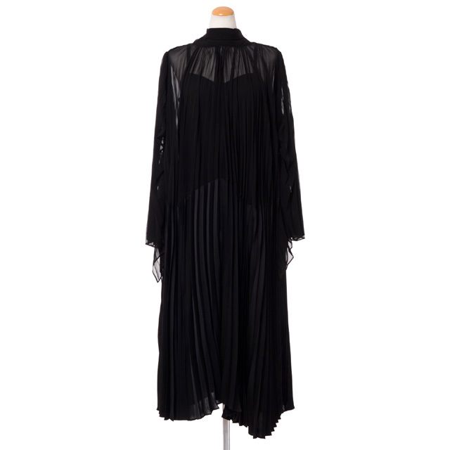 チカ キサダ chika kisada 総プリーツ長袖ワンピース ポリエステル  