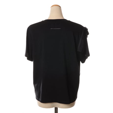エムエムシックス メゾンマルジェラ MM6 MAISON MARGIELA 6ドレープ付き半袖カットソー コットンジャージー ブラック