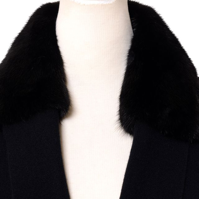 アニオナ AGNONA ミンクファー付きニットジャケット カシミア ブラック