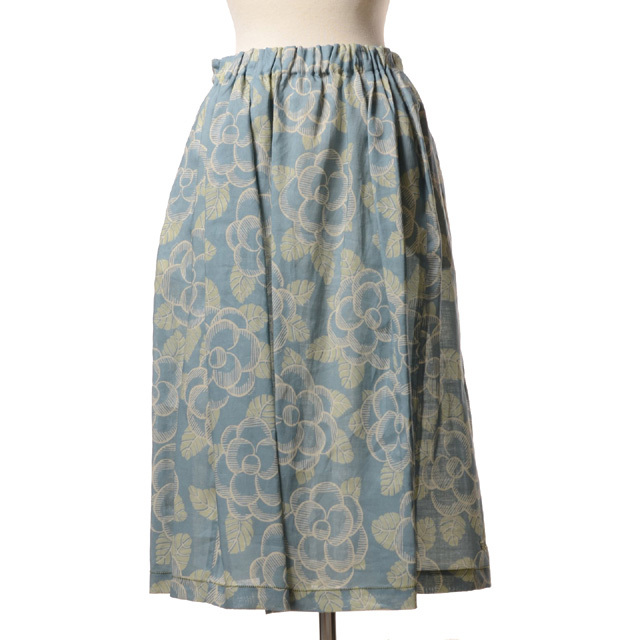 マルニ Marni フラワープリントゴムスカート ラミー ブループリント