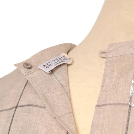ブルネロクチネリ Brunello Cucinelli 半袖ブラウス リネン ベージュ