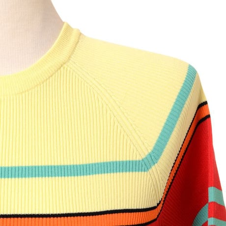 ソニアリキエル SONIA RYKIEL 半袖ボーダーワンピース リブジャージーニット マルチミックス