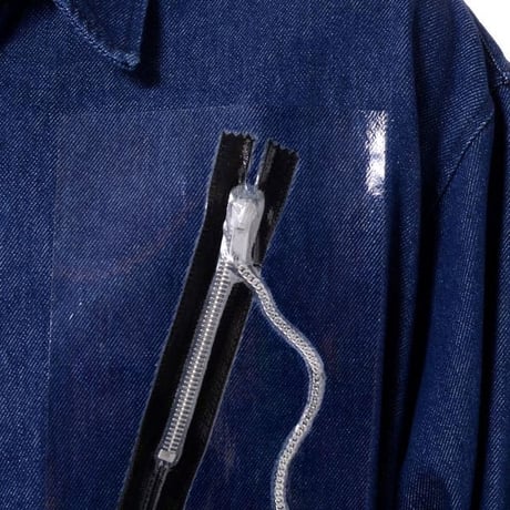 ラフシモンズ RAF SIMONS ジッパービッグフィットデニムシャツ コットン ダークネイビー