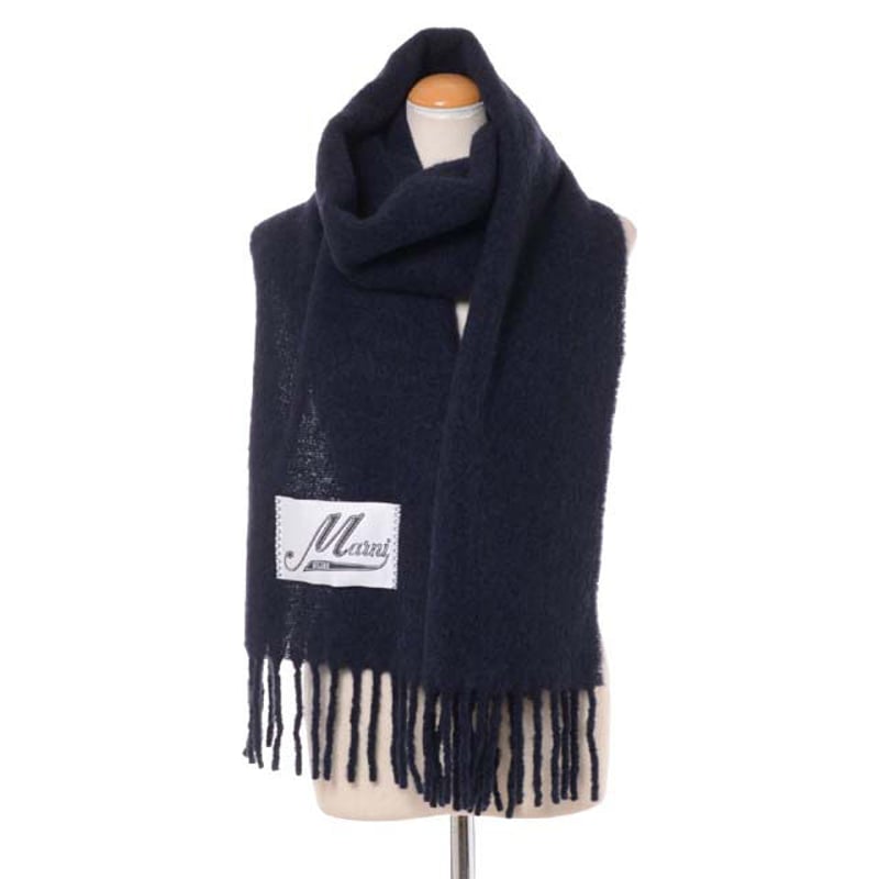 Marni アルパカスカーフ ウール マフラー ネイビー