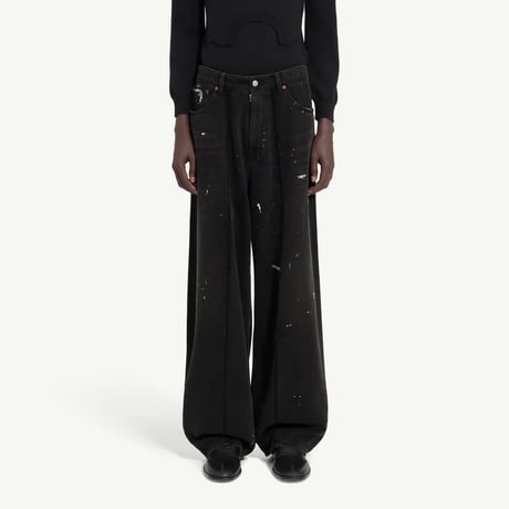 MM6 MAISON MARGIELA リコンストラクトデニム ワイドジーンズ ブラックスプラッシュ コットン レディースメンズ 正規取扱
