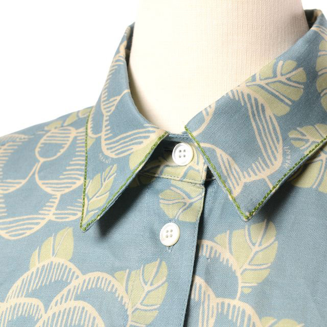 マルニ Marni フラワープリント長袖シャツブラウス ラミー ブルー