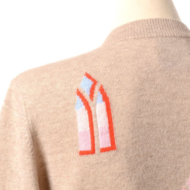 バリー BARRIE 丸襟インターシャカーディガン カシミア ベージュ