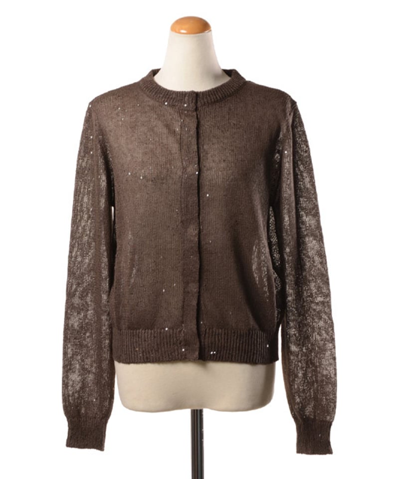 Q58★未使用★24SS★極上スパンコールつき サマーニット ブルネロクチネリ 美品☆ブルネロクチネリ 極上リネン＆シルク クロップド