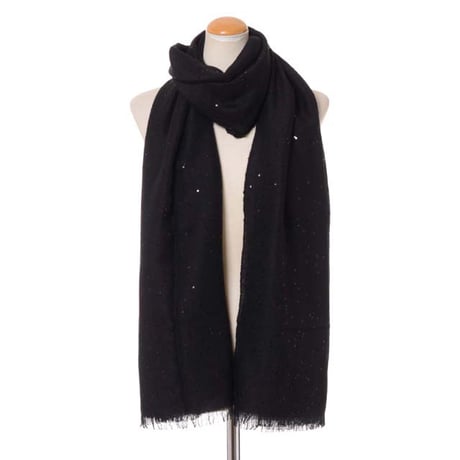 ブルネロクチネリ Brunello Cucinelli ダイヤモンドフィニッシュストール カシミアシルク ブラック