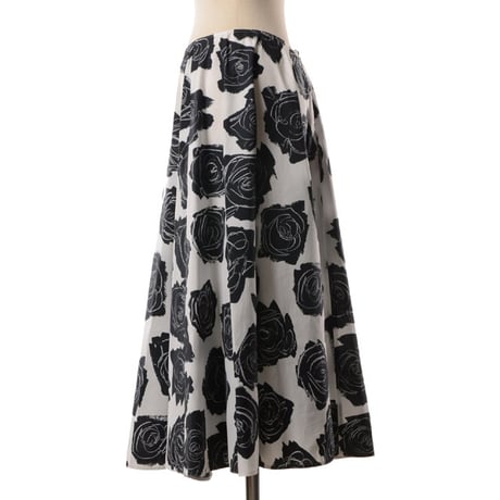マルニ Marni フレアースカート オーガニックコットン ローズプリント