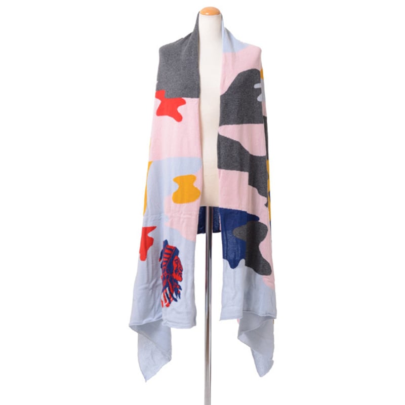 QUEENE AND BELLE  カシミア100 迷彩柄ストール QUEENE AND BELLE カシミア100 迷彩柄ストール