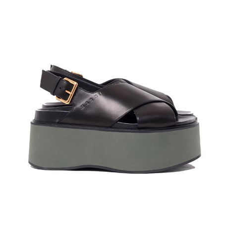 マルニ Marni ウェッジウッドサンダル カーフスキン ブラック
