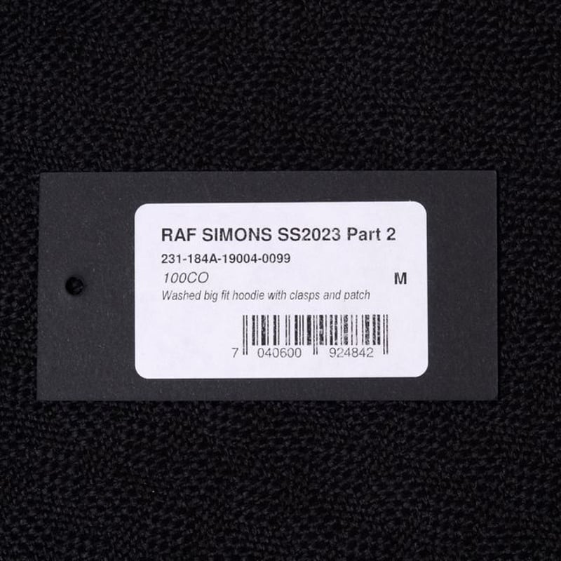ラフシモンズ RAF SIMONS Washed big fit hoodie with cl ラフシモンズ RAF SIMONS Washed big fit hoodie with cl