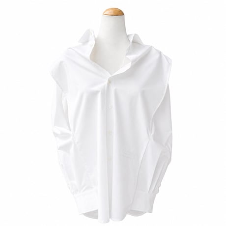エムエムシックス メゾンマルジェラ MM6 MAISON MARGIELA 襟付き変形ブラウス コットン ホワイト