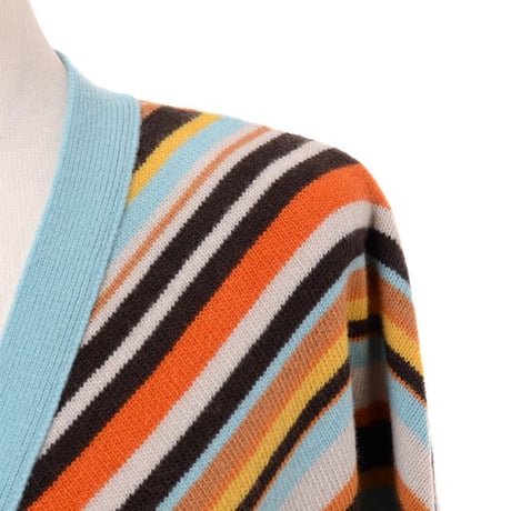 マルニ Marni Vネックカーディガン ウール 斜めボーダー