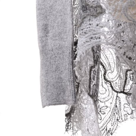 エルマノシェルビーノ ermanno scervino ワイドレース長袖セーター カシミア ライトグレー