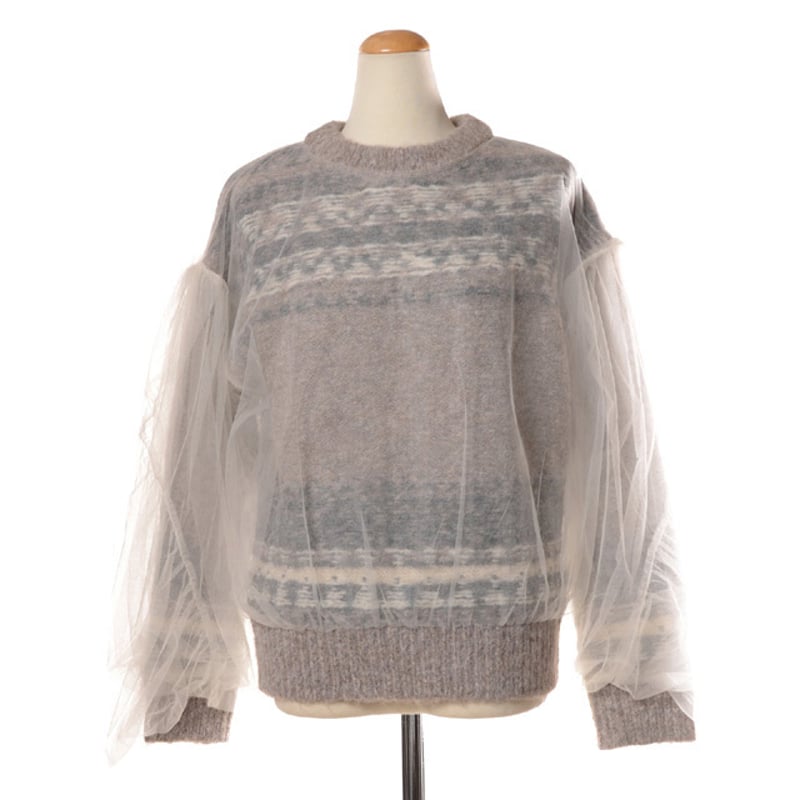 chikakisada チュールノルディックニット チカ キサダ chika kisada チュール付きノルディックセーター ミックス