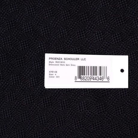 プロエンザスクーラー Proenza Schouler レースリボン袖ワンピース サテン ブラック