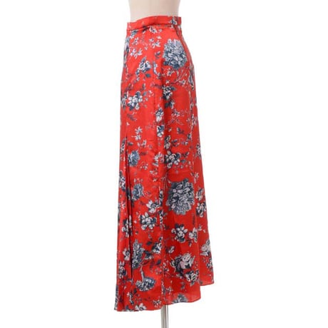 アーデム ERDEM サイドプリーツスカート エクストラプリエステル レッドフラワープリント