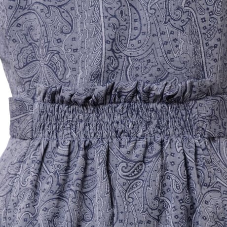 アーデム ERDEM ロング丈ワンピース コットン グレーネイビープリント