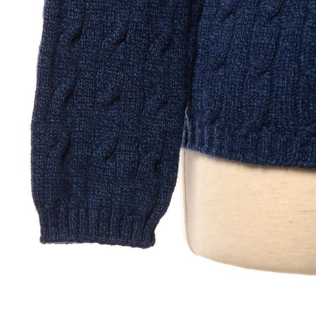 インポートブランド import brand HAWICO Scotland（ホイコ スコットランド）アラン編みカーディガン カシミア ネイビー