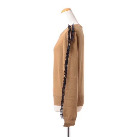 シーバイクロエ see by chloe ボートネックフリルセーター コットンなど ソフトカーキ