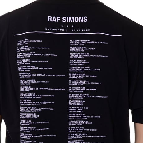 ラフシモンズ RAF SIMONS ティーンエイジドリームス・ビッグフィットツアーTシャツ コットン ブラック