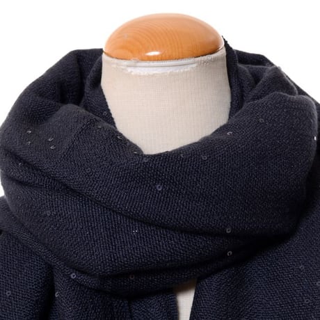 ブルネロクチネリ Brunello Cucinelli スパンコールストール カシミアシルク ダークネイビー