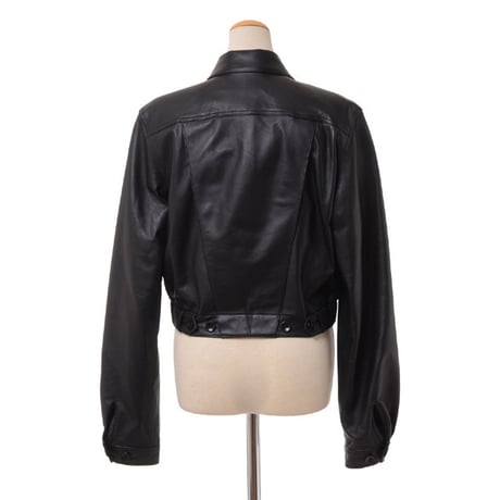 プロエンザスクーラー Proenza Schouler クロップドレザージャケット ラムスキン ブラック
