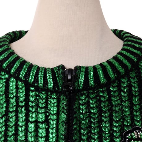 エルマノシェルビーノ ermanno scervino ダブルジッパーニットブルゾン アクリルなど エメラルドグリーン