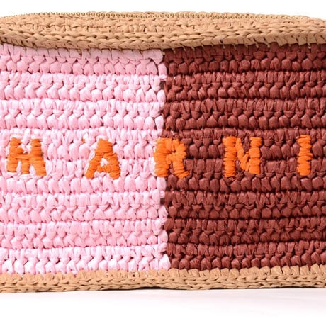 マルニ Marni Seaside カメラバッグ ペーパーラフィア製 ピンク＆ワインレッド 正規取扱
