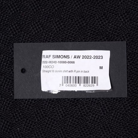 ラフシモンズ RAF SIMONS Straight fit denim shirt with R pin in back コットン ダークブラウン