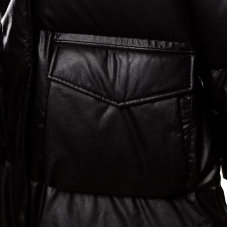 エムエムシックス メゾンマルジェラ MM6 MAISON MARGIELA ロングダウンコート エコレザー ブラック