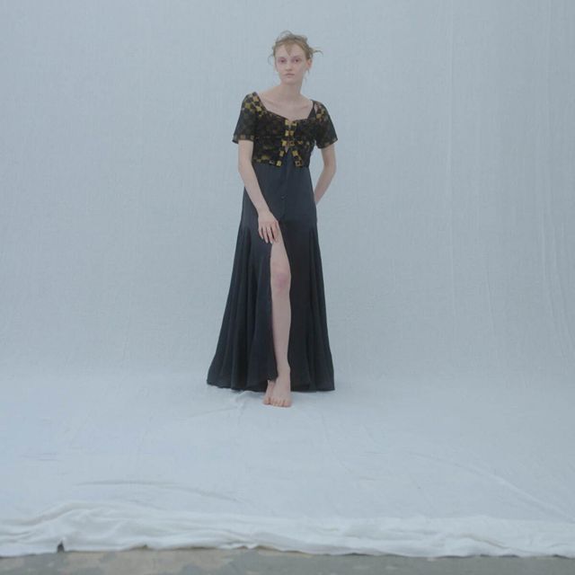 2019AW チカ キサダ  チュール ハイネック ブラウス インナー付き ナイロン メッシュ ボデューム チュール ハイネック