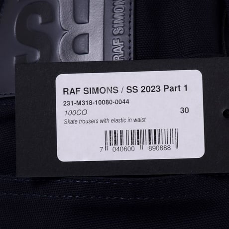 ラフシモンズ RAF SIMONS Skate trousers with elastic in waist ワイドパンツ コットン ダークネイビー