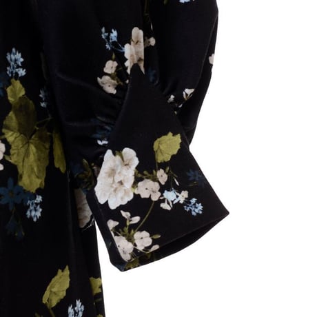 アーデム ERDEM 長袖ワンピース レーヨンジャージー ブラックプリント
