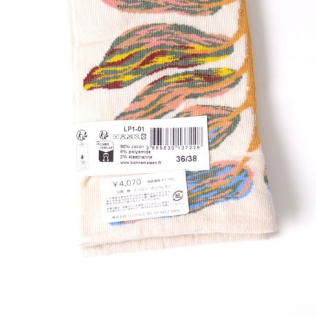 ボンヌメゾン Bonne Maison リーフソックス コットンストレッチ ナチュラル
