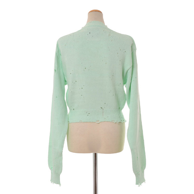 ミハラヤスヒロ　立体ニット　グリーン　38 ミハラヤスヒロ MIHARAYASUHIRO 穴開きセーター コットン ミント