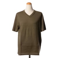 エクストリームカシミヤ extreme cashmere x cleanVネック半袖カットソー コットンカシミヤ アーミー
