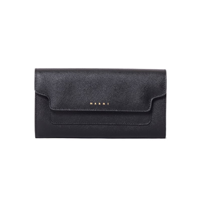 マルニ Marni フラップ付き長財布 サフィアノーレザー ブラック マルニ Marni フラップ付き長財布 サフィアノーレザー ブラック