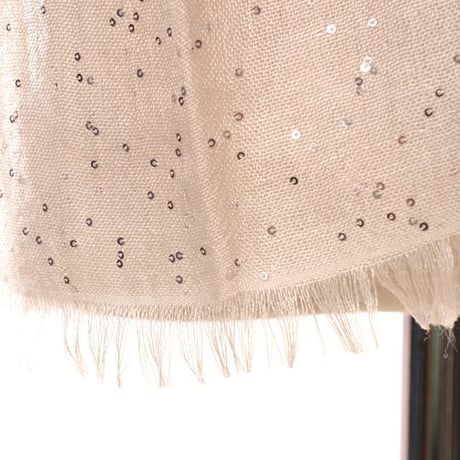 ブルネロクチネリ Brunello Cucinelli スパンコールストール カシミアシルク ベージュ