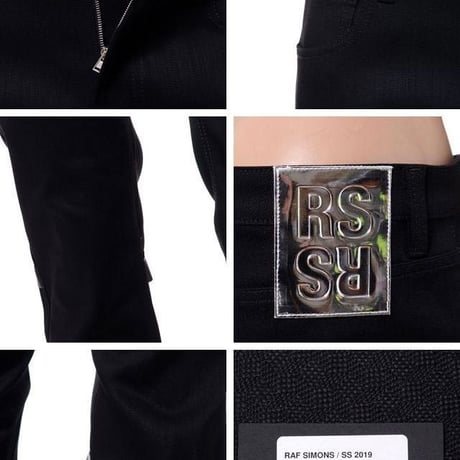 ラフシモンズ RAF SIMONS テープアンドパッチ付きレギュラーフィットジーンズ コットンストレッチ ブラック