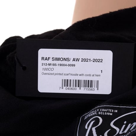 ラフシモンズ RAF SIMONS オーバーサイズドプリンテッドスカーフ コットン ブラック