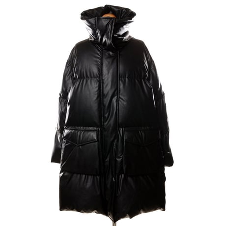 エムエムシックス メゾンマルジェラ MM6 MAISON MARGIELA ロングダウンコート エコレザー ブラック